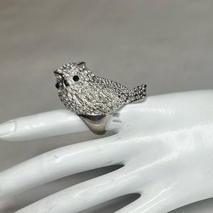 Vintage owl rhinestone statement piece ring‎
